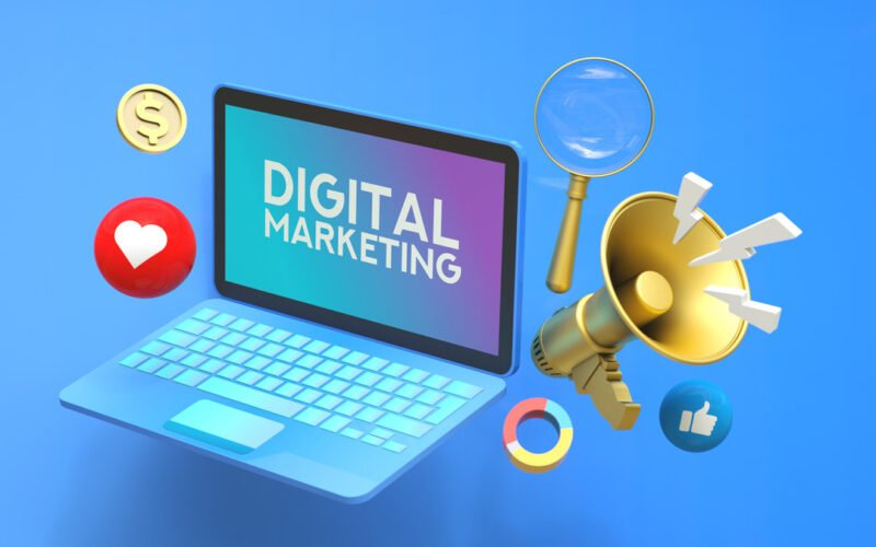 Digital Marketing Social Media Megaphone Concept